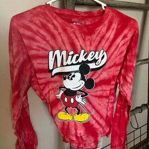 Disney Mickey Mouse Red Tie-Dye shirt NWT